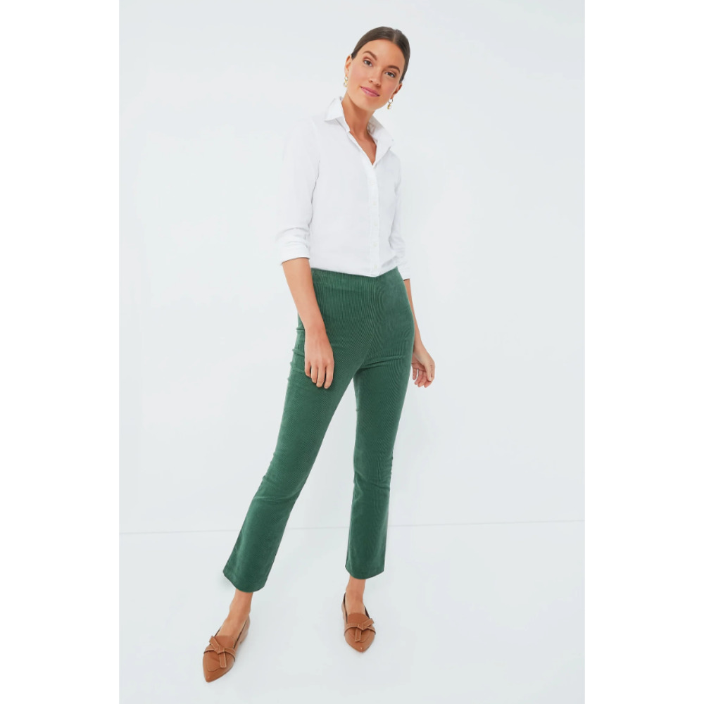 Tuckernuck Corduroy Ashford Pants - Green High Waisted Crop Bootcut, Size XS